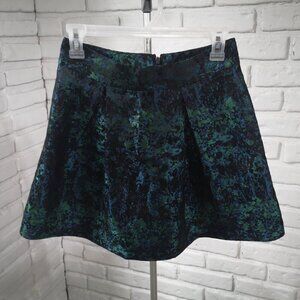 Banana Republic Ladies Size 00 Petite Green Blue Black Patterned A-line Skirt
